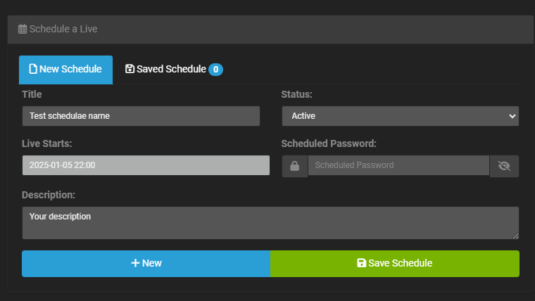 Live dashboard showing the schedule box in FTJ Pro