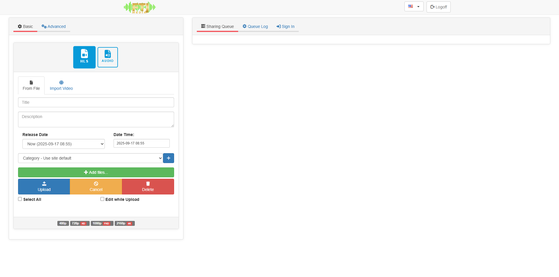 The upload and import screen in FTJ Pro