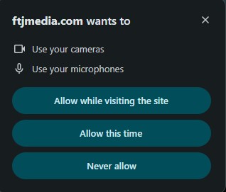 Browser permission prompt for microphone/camera